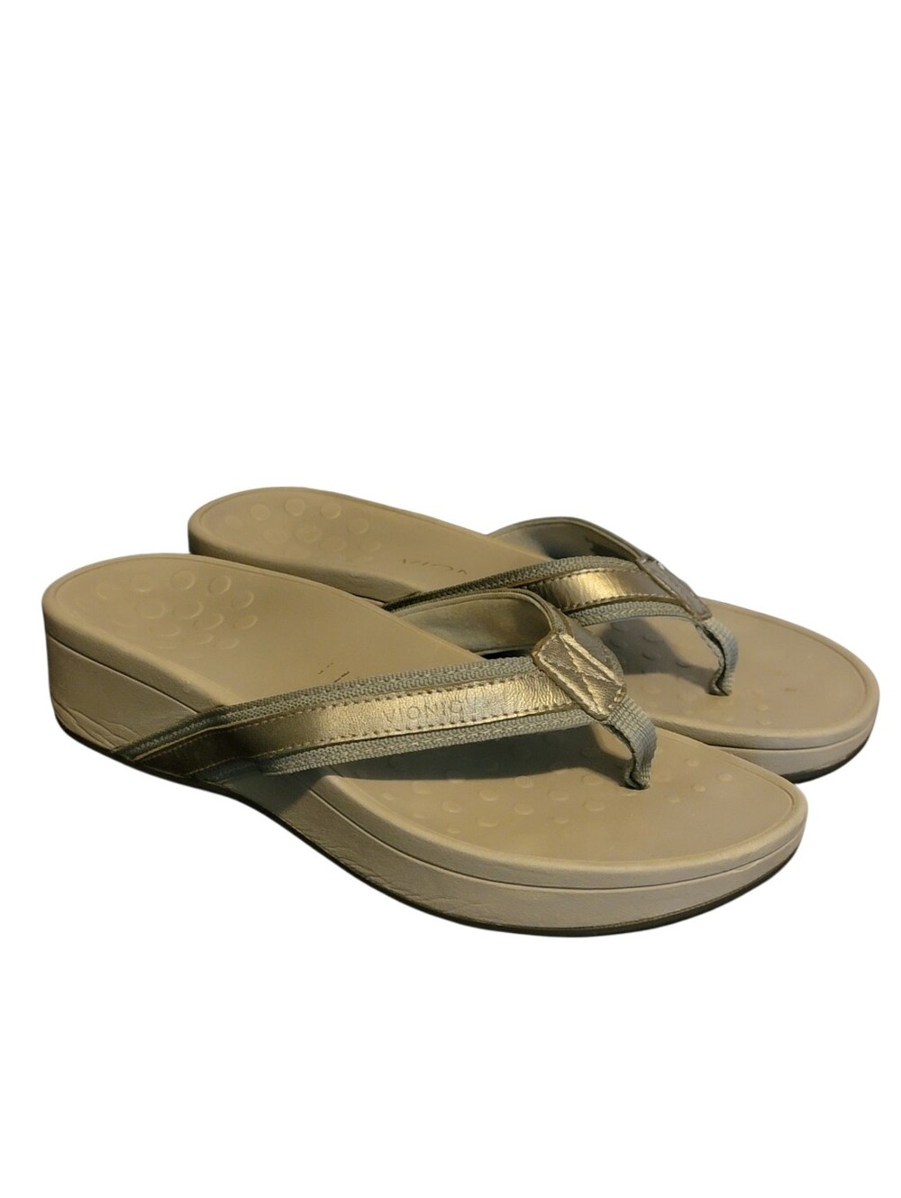 VIONIC High Tide Platform Gray Silver Sandals Flip Flops Size 8